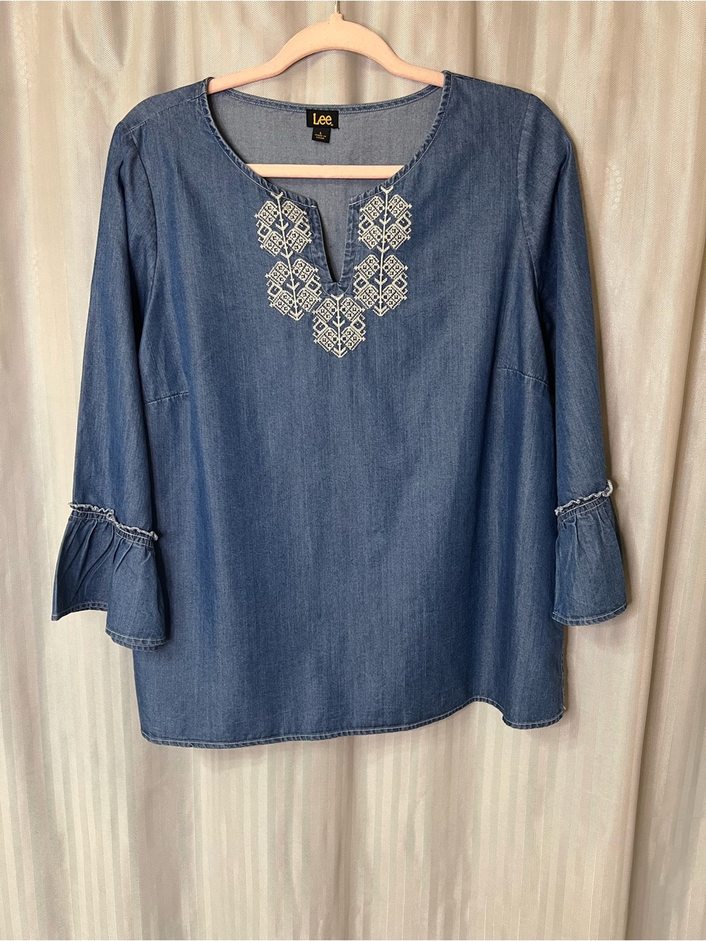 Lee Women's Indigo Embroidered Denim Tunic Top size L
